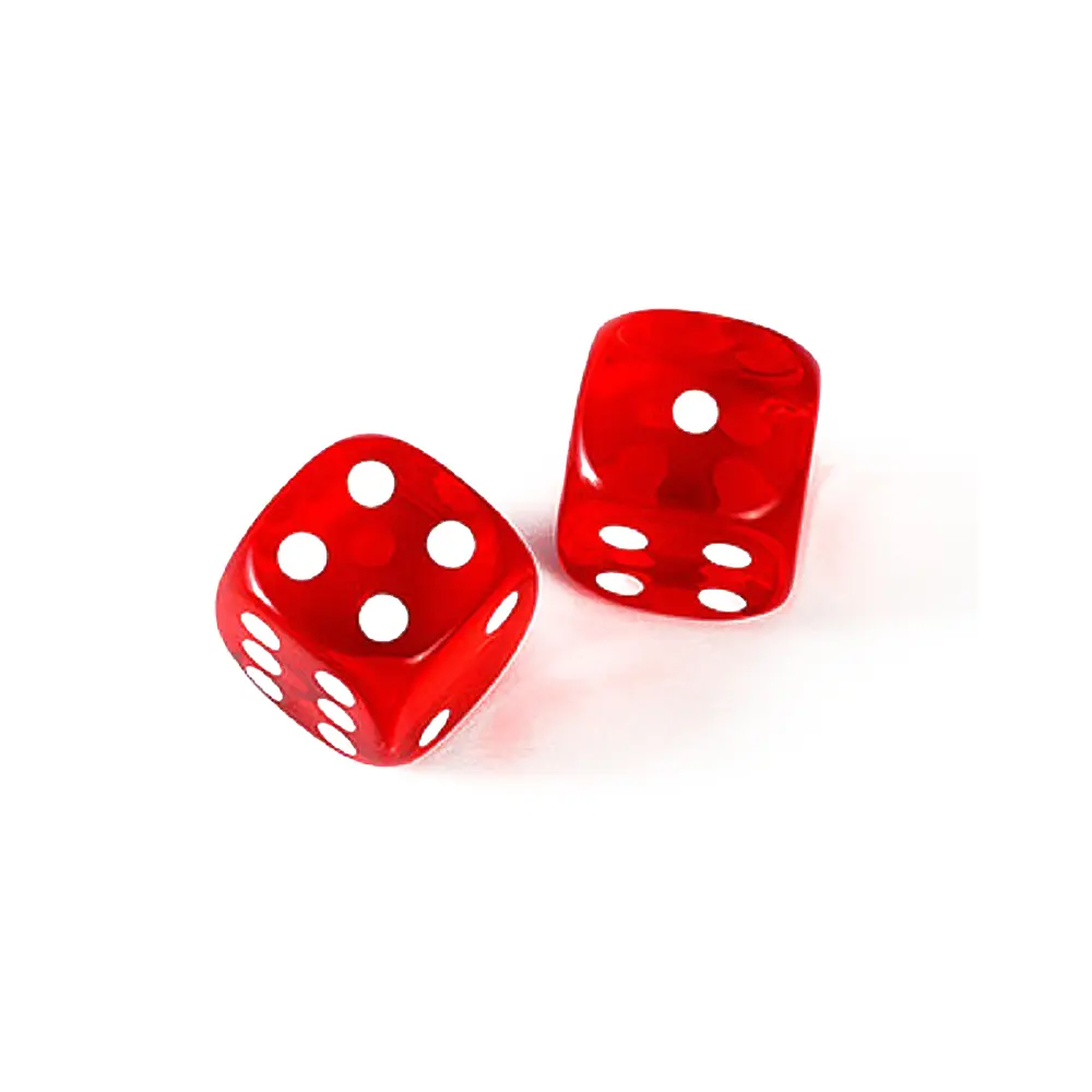 25pcs/Pack Acrylic Dice 19mm Transparent Red #19 Rounded Corner White Dots Game Cubes