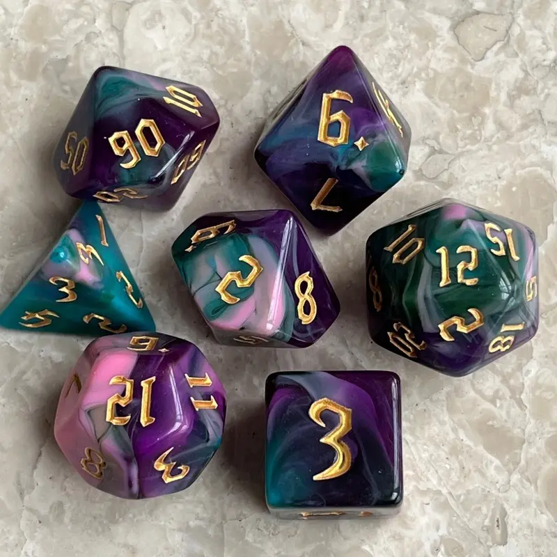 7Pcs/set New Four-color Multi-sided Digital Dice Set Running Group Game Peripheral Accessories Dice