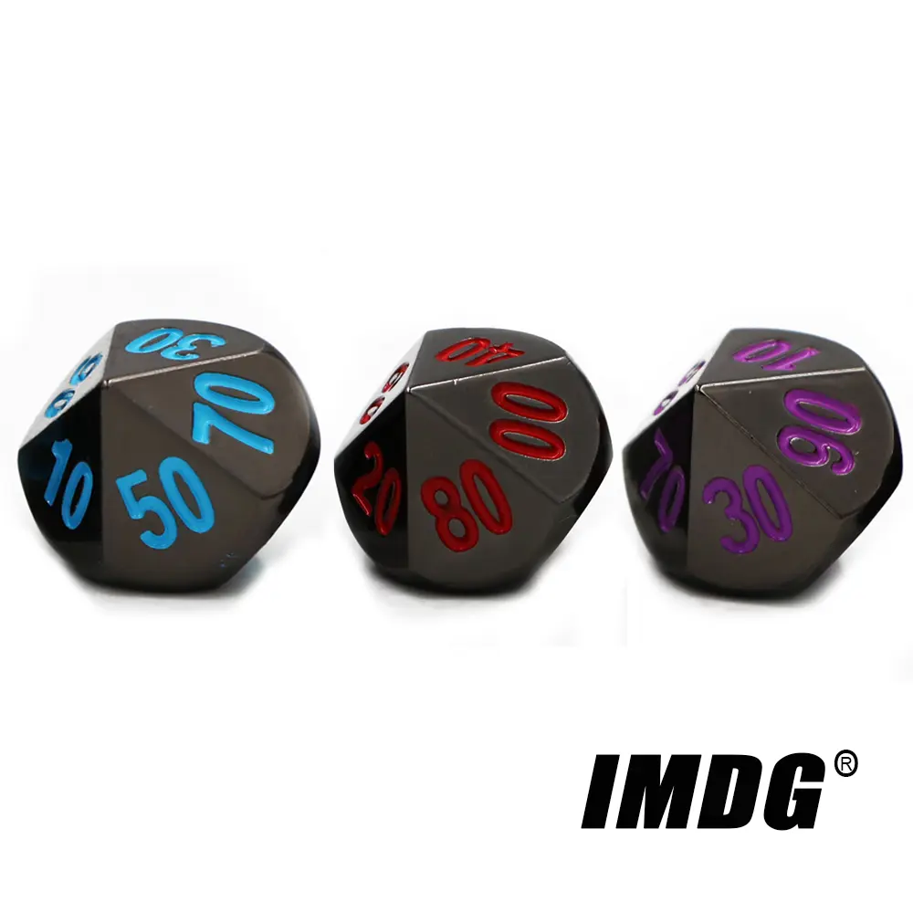 1pcs D10 (00-90) Polyhedron RPG Dice 10-sides Accessories Metal Dice DND Black Color Digital Game Dice