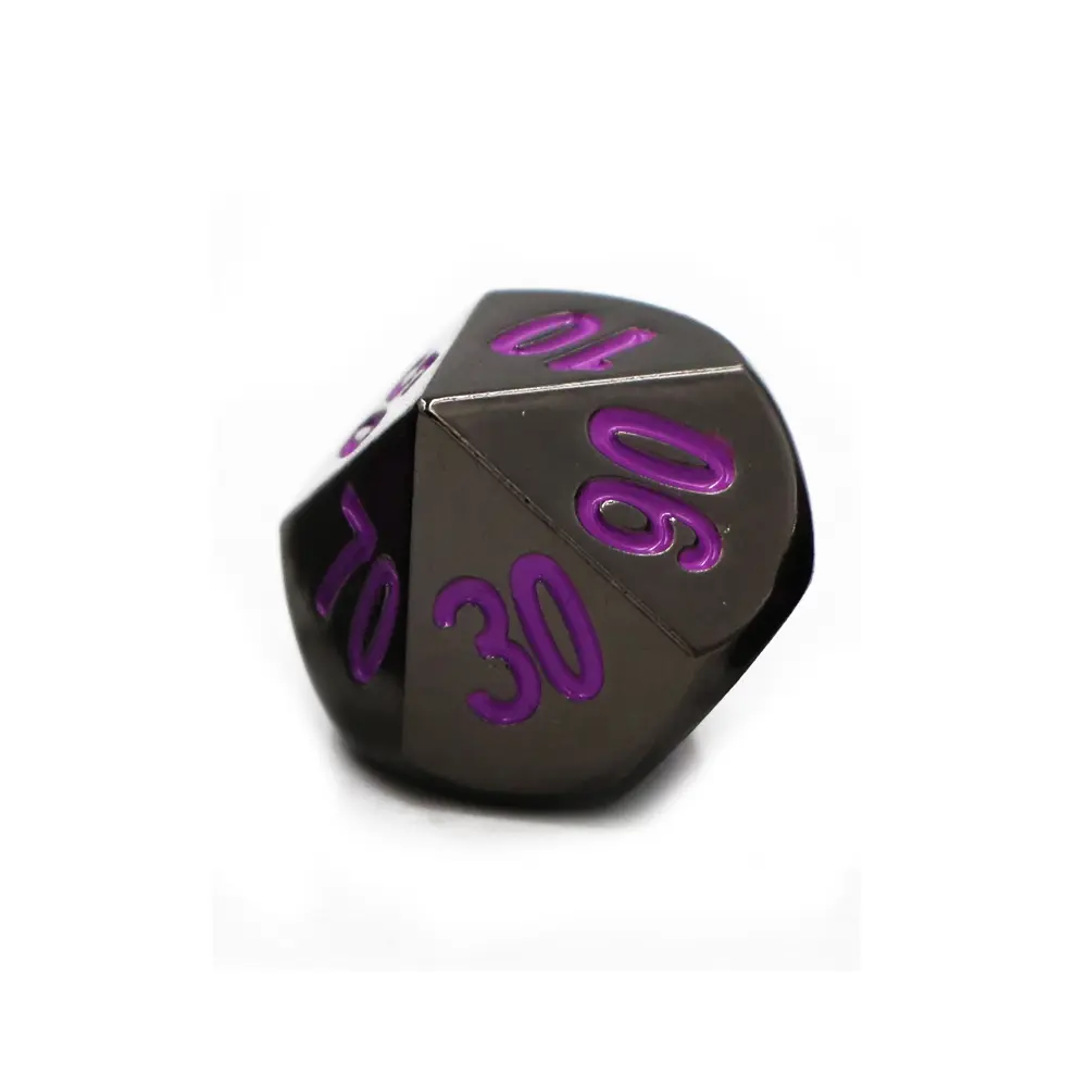 1pcs D10 (00-90) Polyhedron RPG Dice 10-sides Accessories Metal Dice DND Black Color Digital Game Dice