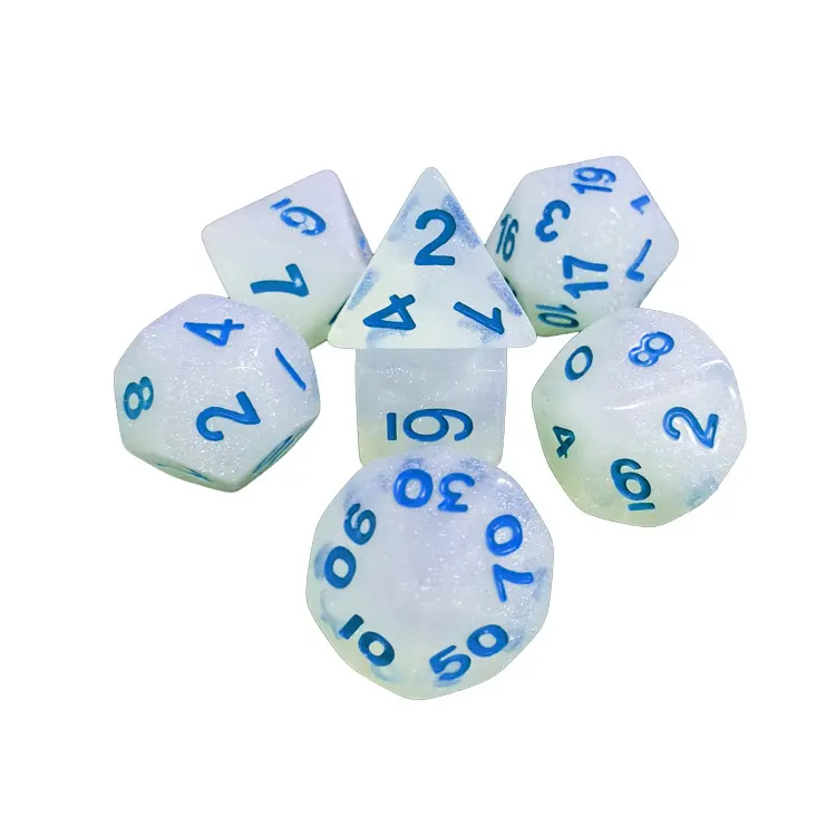 7Pcs/set Foreign Trade Hot Sale 16mm Crystal Powder Multi-faceted Dice Running Group Dice Digital Board Game Set Dice