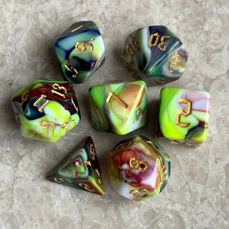 7Pcs/set New Four-color Multi-sided Digital Dice Set Running Group Game Peripheral Accessories Dice