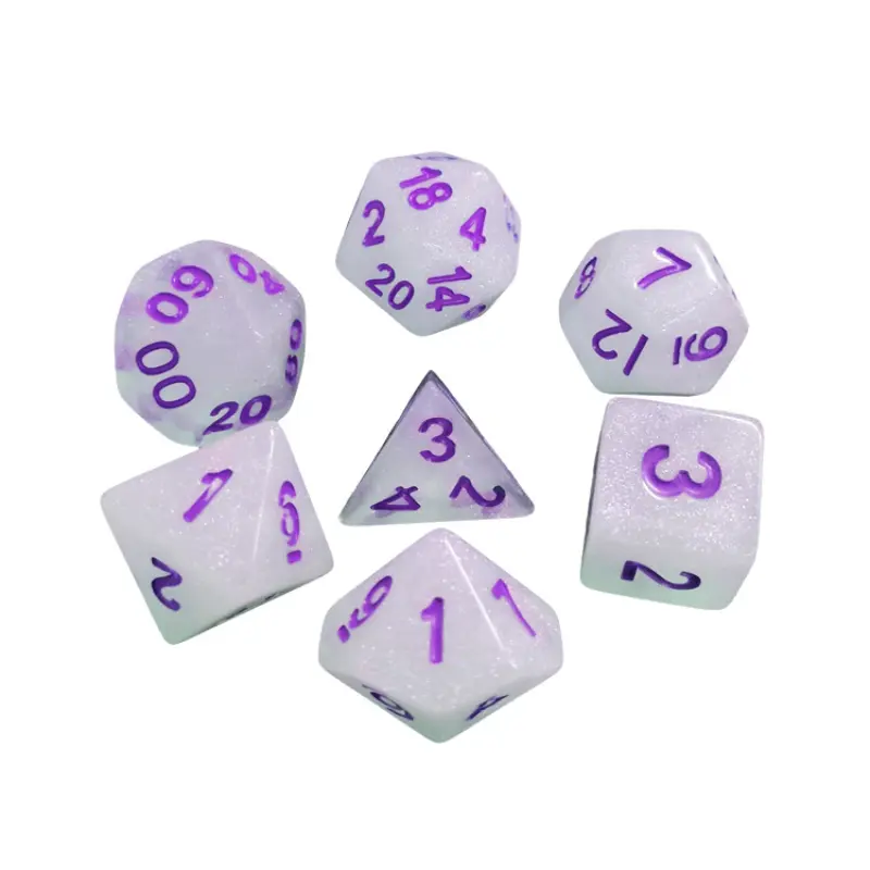 7Pcs/set Foreign Trade Hot Sale 16mm Crystal Powder Multi-faceted Dice Running Group Dice Digital Board Game Set Dice