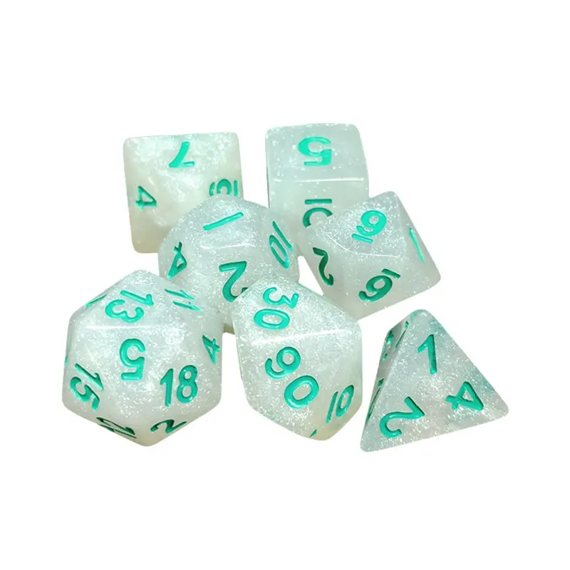 7Pcs/set Foreign Trade Hot Sale 16mm Crystal Powder Multi-faceted Dice Running Group Dice Digital Board Game Set Dice