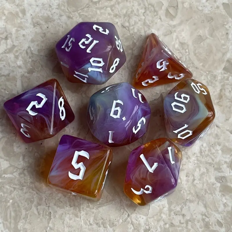 7Pcs/set New Four-color Multi-sided Digital Dice Set Running Group Game Peripheral Accessories Dice