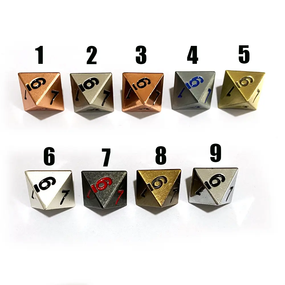 1pcs D8 Polyhedron RPG Dice 8-sides Accessories Metal Dice Cubes Colorful Digital Game Dice