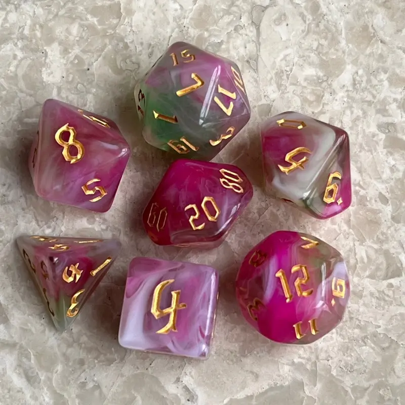 7Pcs/set New Four-color Multi-sided Digital Dice Set Running Group Game Peripheral Accessories Dice