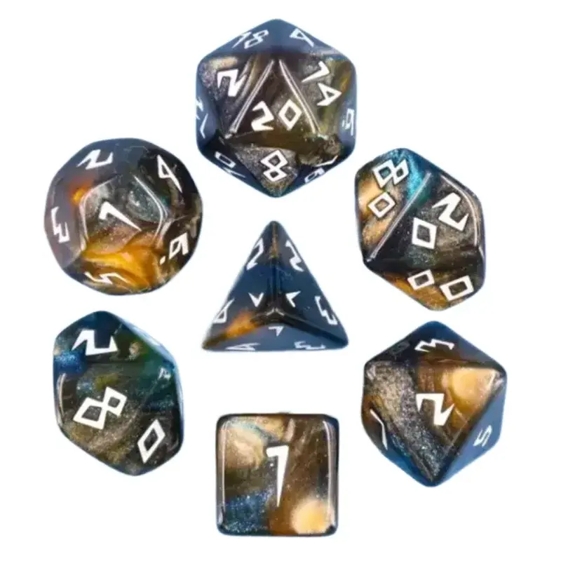 7Pcs/set New Board Game Running Group Multi-faceted Digital Dice Dice Set with Flashing Gold, Blue, Black Mixed Color Dice