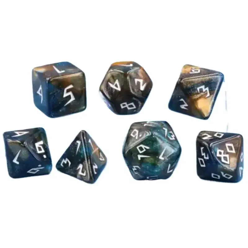 7Pcs/set New Board Game Running Group Multi-faceted Digital Dice Dice Set with Flashing Gold, Blue, Black Mixed Color Dice