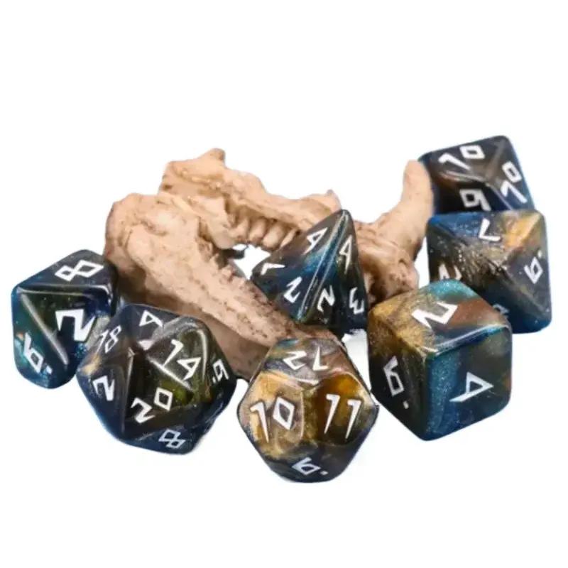 7Pcs/set New Board Game Running Group Multi-faceted Digital Dice Dice Set with Flashing Gold, Blue, Black Mixed Color Dice