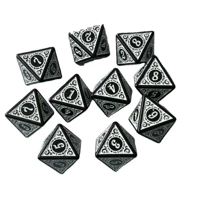 10Pcs/set 8-sided Antique Complex Pattern Dice Personality Unique Digital Dice Game Board Game