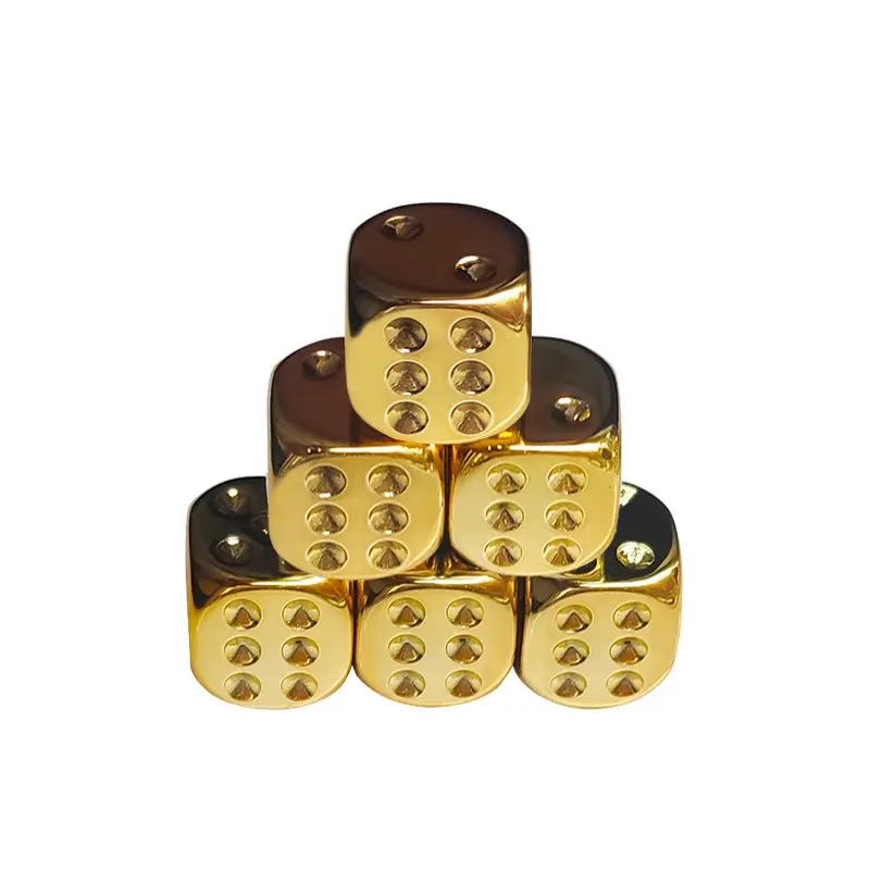 6Pcs/set Electroplated Gold and Silver Dice with Rounded Corners and Acrylic Color Bars, KTV Sieve