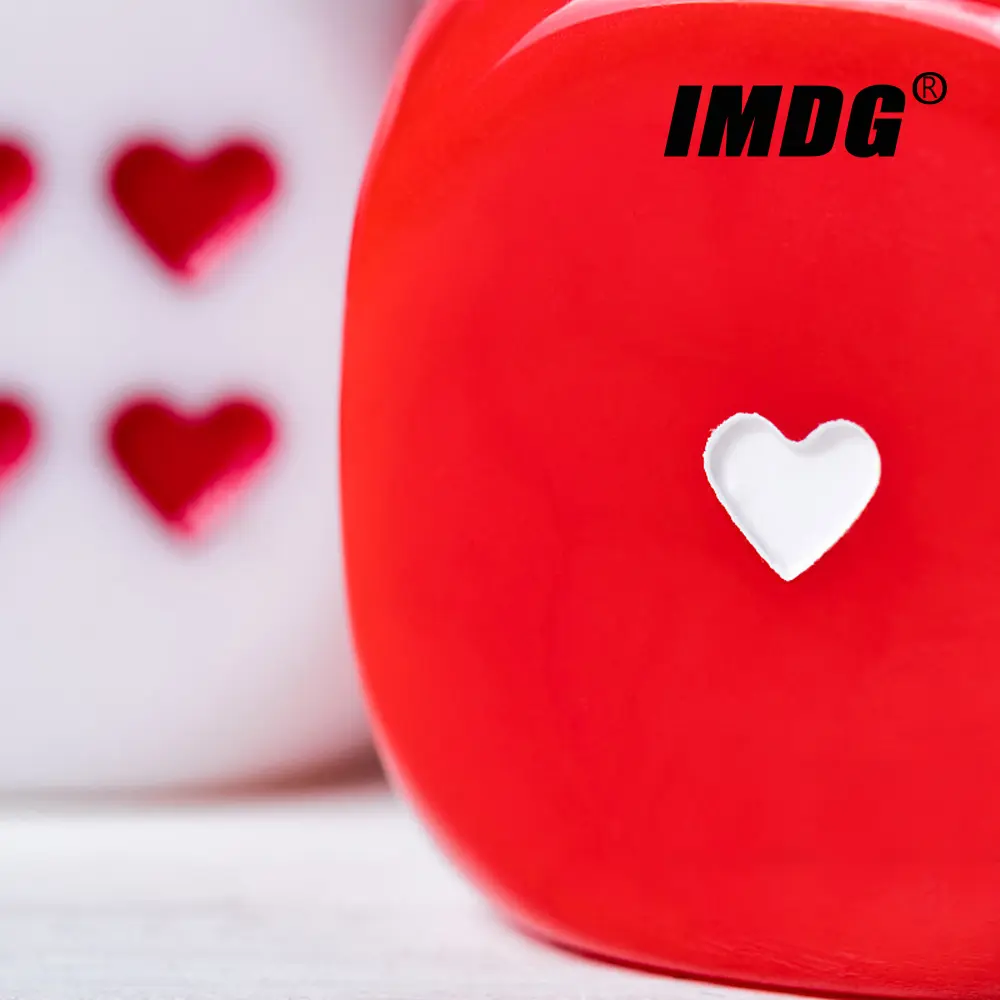 6pcs/pack New Acrylic Dice 25mm Red White Heart-shaped Pip Dice Game Props Large Size Round Corner Cubes