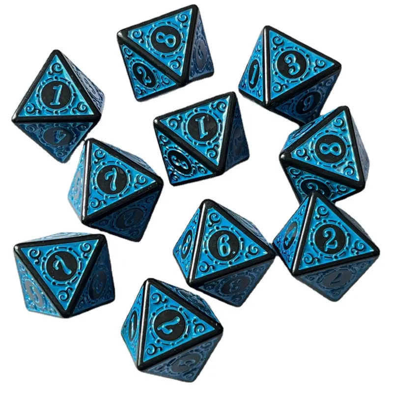 10Pcs/set 8-sided Antique Complex Pattern Dice Personality Unique Digital Dice Game Board Game