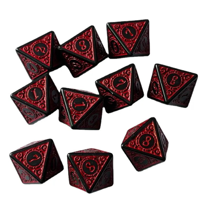 10Pcs/set 8-sided Antique Complex Pattern Dice Personality Unique Digital Dice Game Board Game