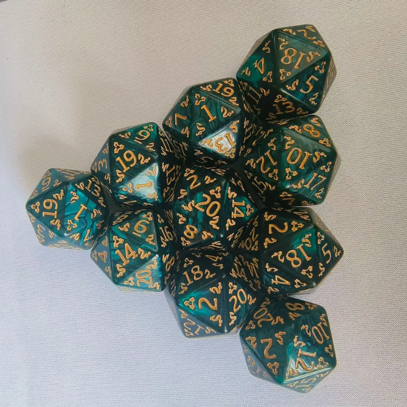 10PCS/set Foreign Trade New Product D20 Dragon Pattern Pattern Set Dice Dragon Element Multi Sided Dice Set