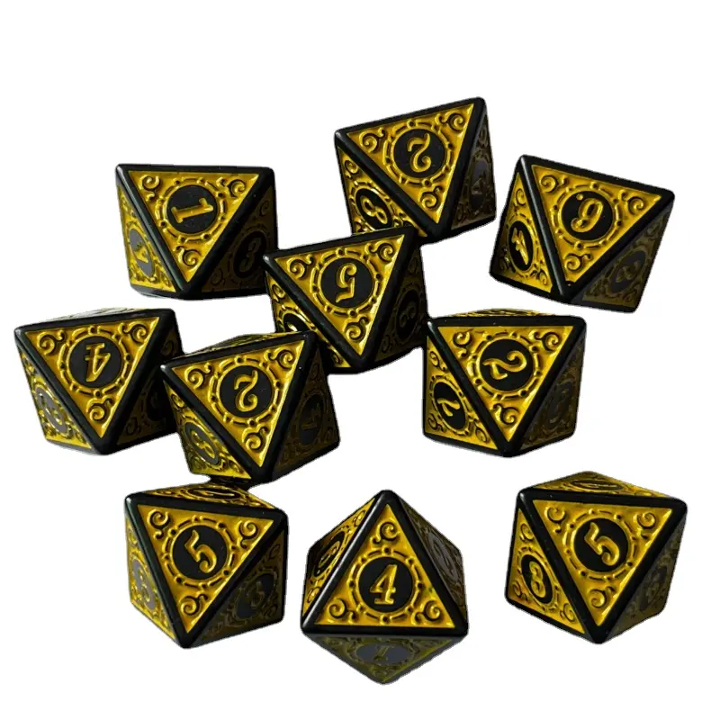 10Pcs/set 8-sided Antique Complex Pattern Dice Personality Unique Digital Dice Game Board Game
