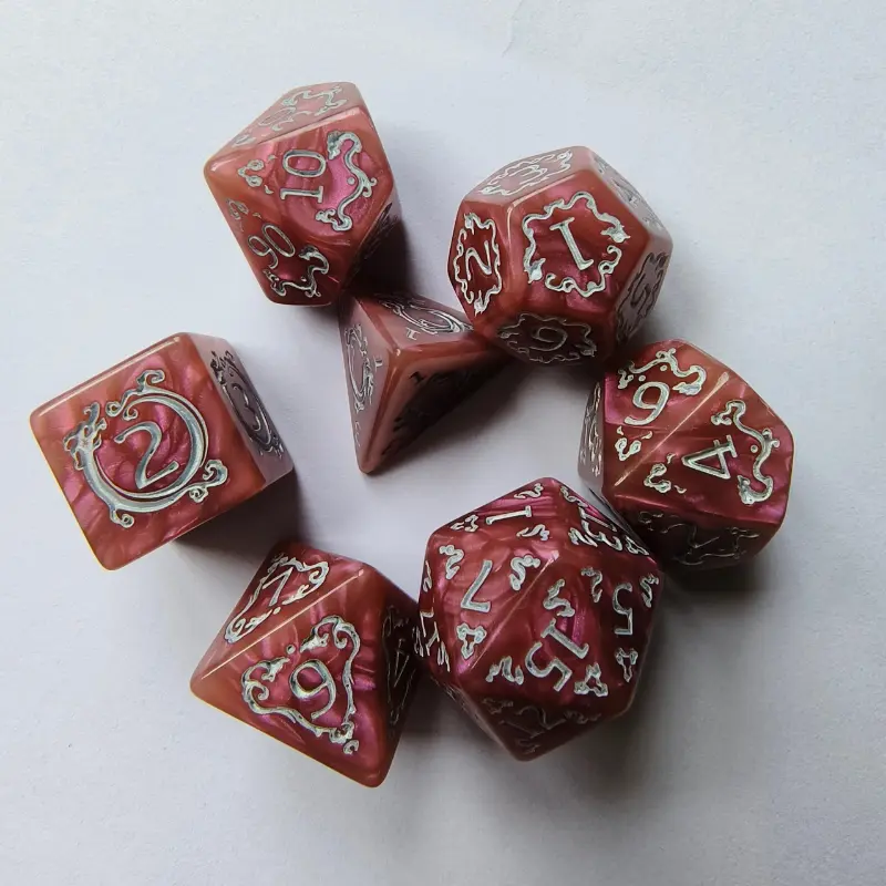 7-piece Set of New The Year of The Loong Dragon Pattern Dice Acrylic Digital Dice