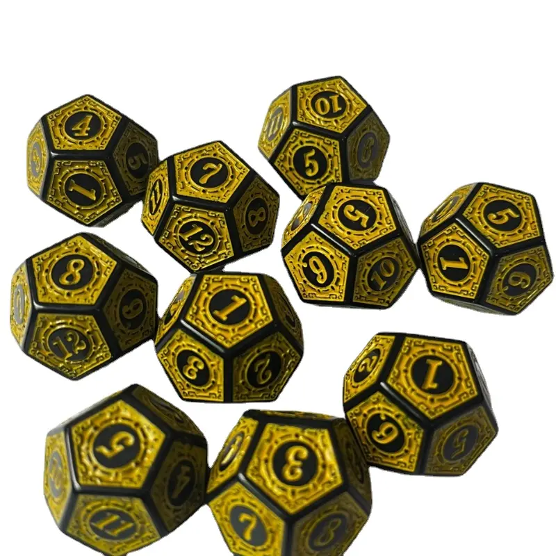 10Pcs/set New 12-sided Complex Pattern Dice Game Set Multifaceted Digital Dice