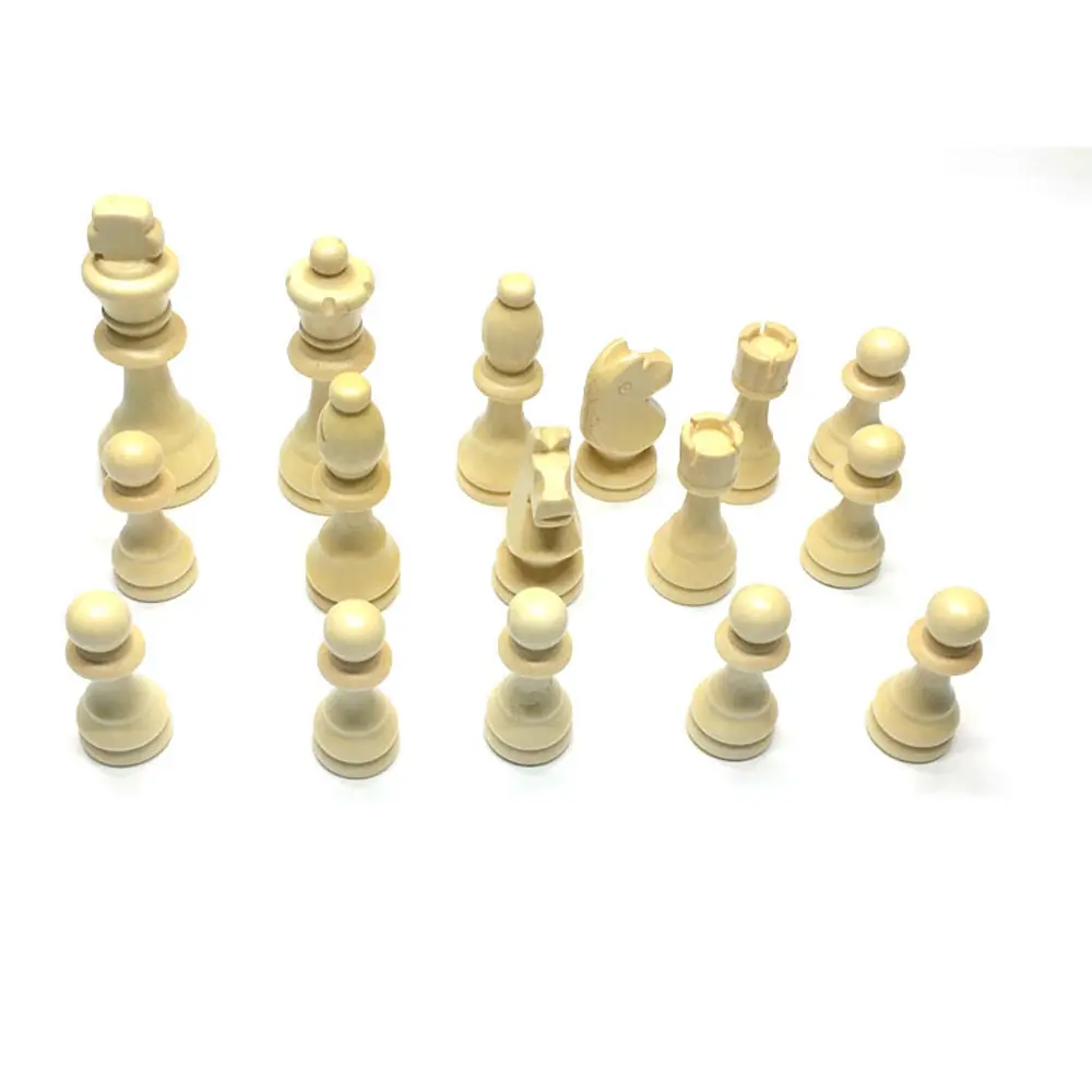 A Set of New International Chess Pieces Original Solid Wood 3.5 Inch Brown and Wood