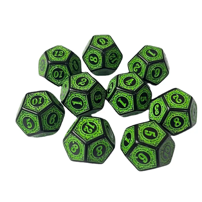 10Pcs/set New 12-sided Complex Pattern Dice Game Set Multifaceted Digital Dice