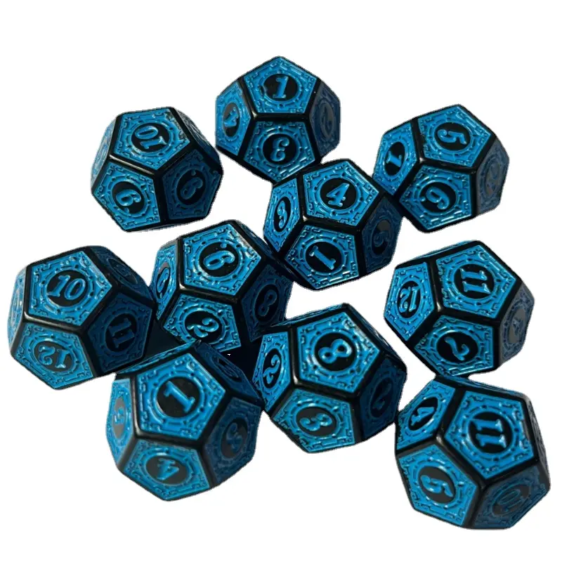 10Pcs/set New 12-sided Complex Pattern Dice Game Set Multifaceted Digital Dice