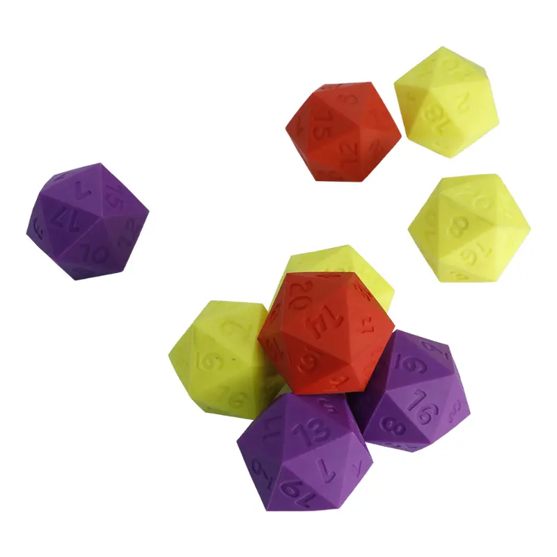 1pcs 58MM 20 Sided Silicone Dice Game Props Counting Dice Board Game Casual Digital Color Sieve