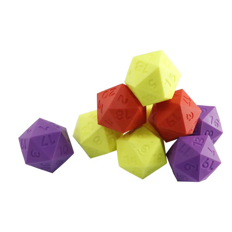 1pcs 58MM 20 Sided Silicone Dice Game Props Counting Dice Board Game Casual Digital Color Sieve