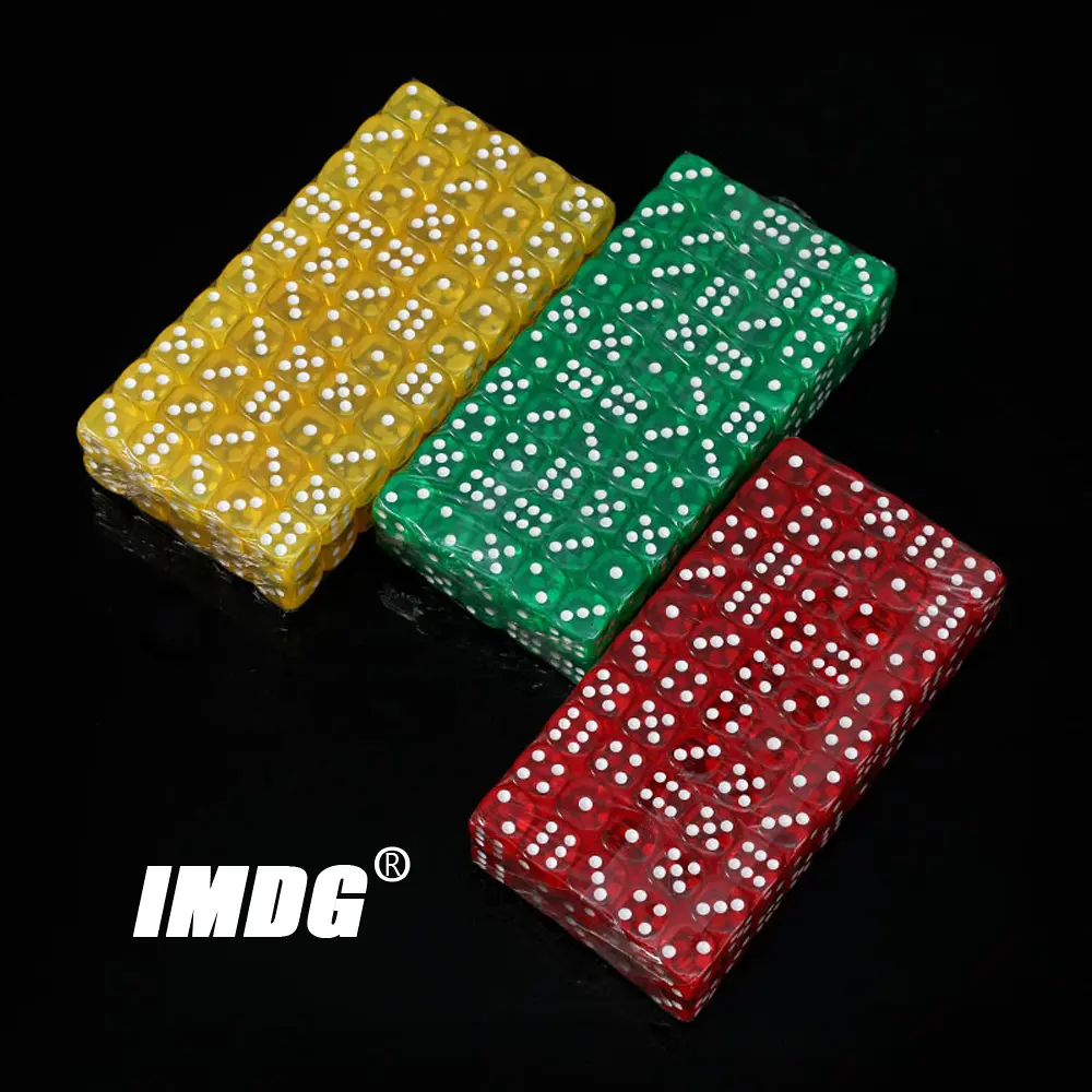 100pcs/pack Colors Acrylic Dice 14mm Transparent Round Corner High Quality Bar ktv Game Dice