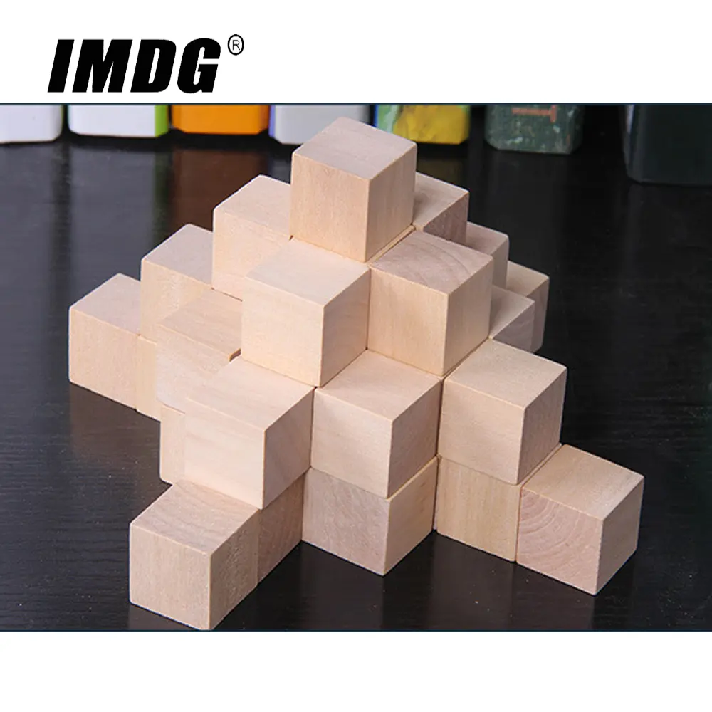 100pcs/set Wood Cubes Blocks 20mm Blank Dice Square Corner Colorful Board Game DIY Tokens Early Education