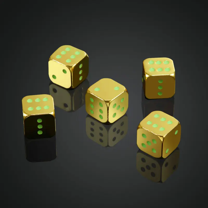 5Pcs/set Metal #13 Luminous Dice Gold Silver Dice Sieve with KTV Bar Entertainment Supplies Fun Glowing Dice