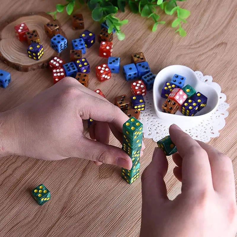 50 Pieces/set, 10 Pieces of 16mm Pearl In 5 Colors, Square Corner Dice, Velvet Cloth Bag
