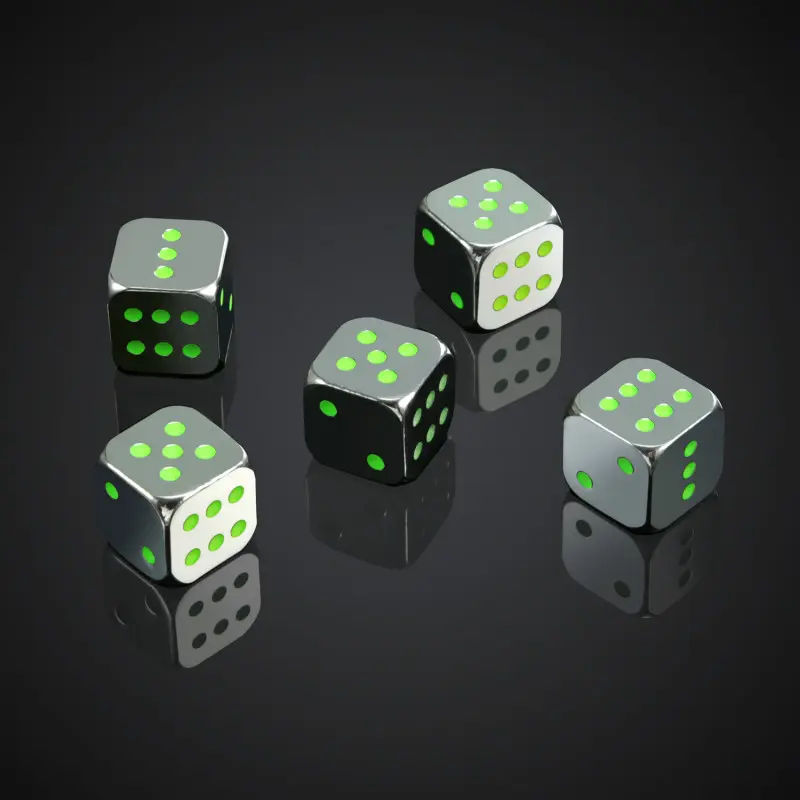5Pcs/set Metal #13 Luminous Dice Gold Silver Dice Sieve with KTV Bar Entertainment Supplies Fun Glowing Dice