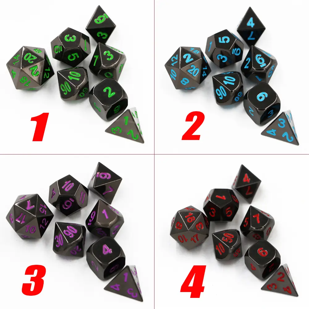 IMDG 7pcs/set Creative RPG Game Dice Polyhedron Metal Dice DND Digital Game Dice