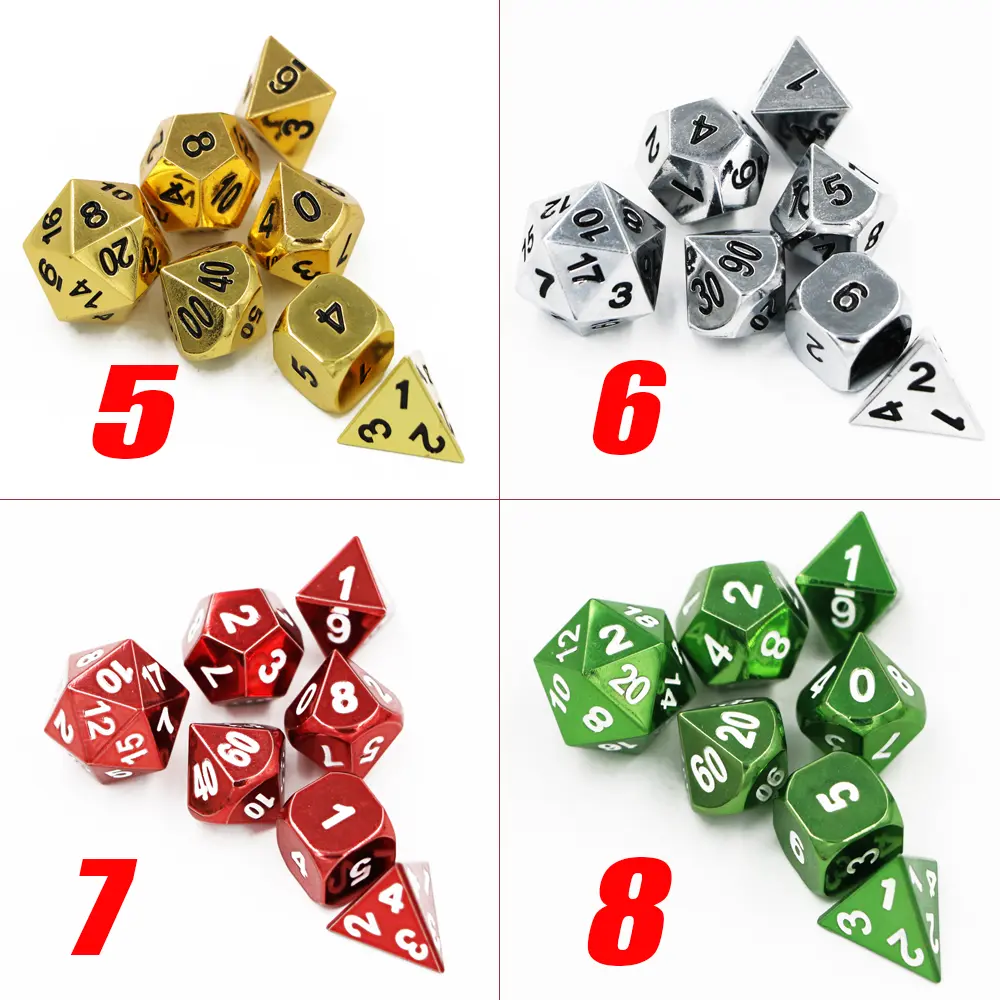 IMDG 7pcs/set Creative RPG Game Dice Polyhedron Metal Dice DND Digital Game Dice