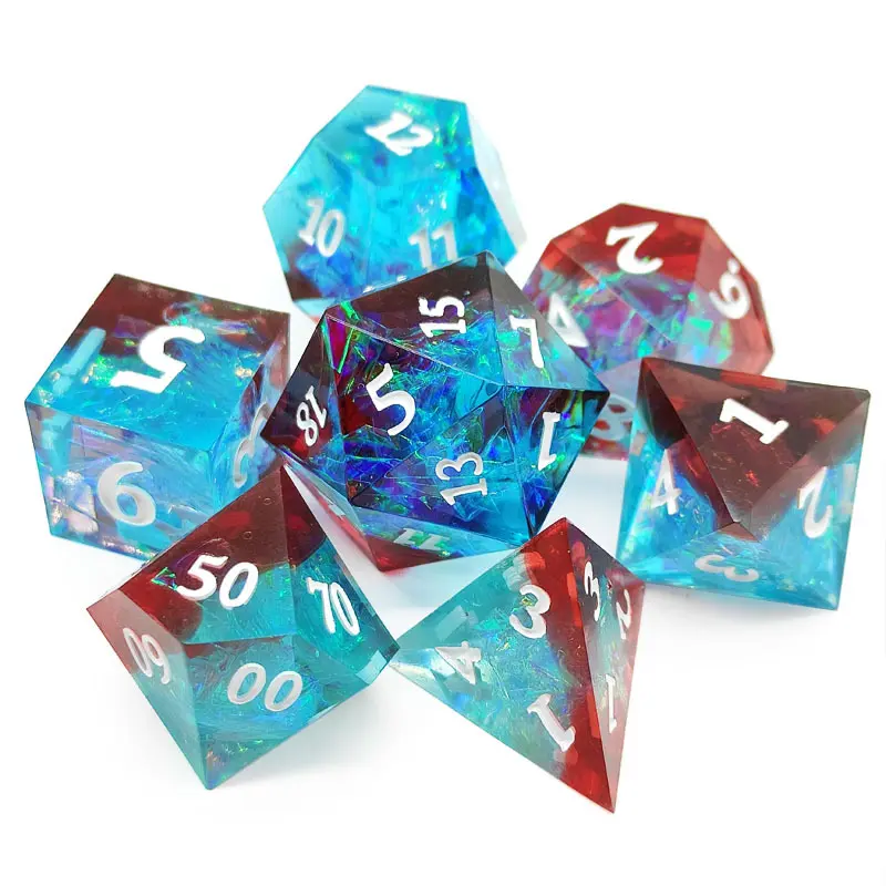 7Pcs/set New Resin Dice Board Game Dice DND Polyhedron Resin Dice Resin Sharp Dice