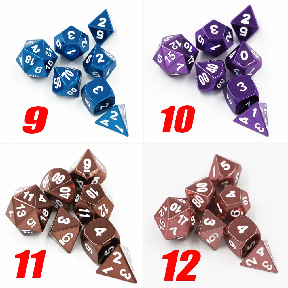 IMDG 7pcs/set Creative RPG Game Dice Polyhedron Metal Dice DND Digital Game Dice