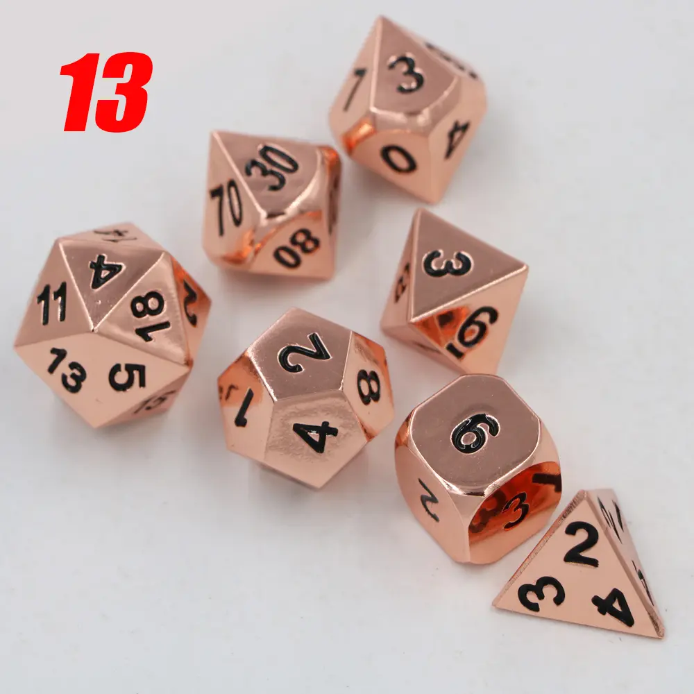 IMDG 7pcs/set Creative RPG Game Dice Polyhedron Metal Dice DND Digital Game Dice