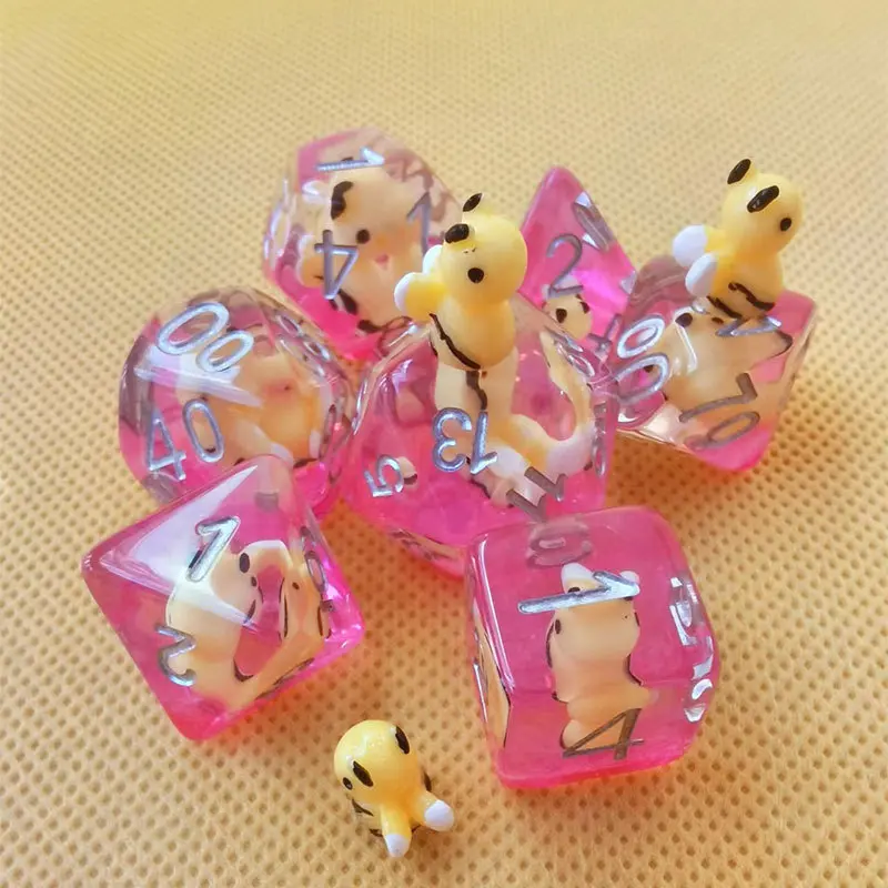 7Pcs/set Hot Selling Cartoon Cute Bee Animal Dice Early Education Puzzle  Game Dice