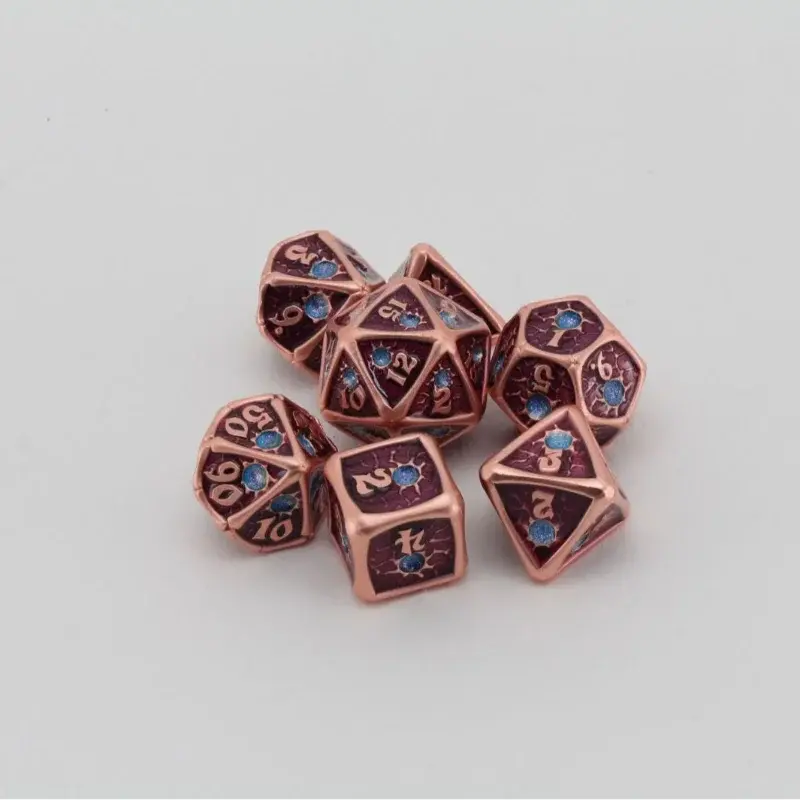 7Pcs/set  Antique Gemstone Style Metal Solid Dice DND Desktop Game Dice