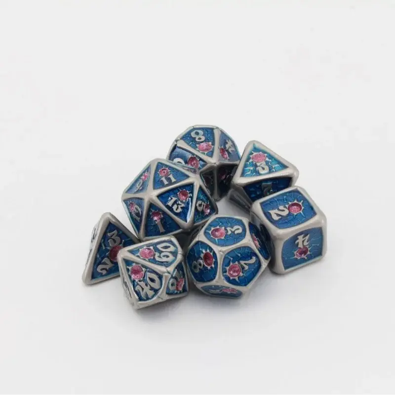 7Pcs/set  Antique Gemstone Style Metal Solid Dice DND Desktop Game Dice