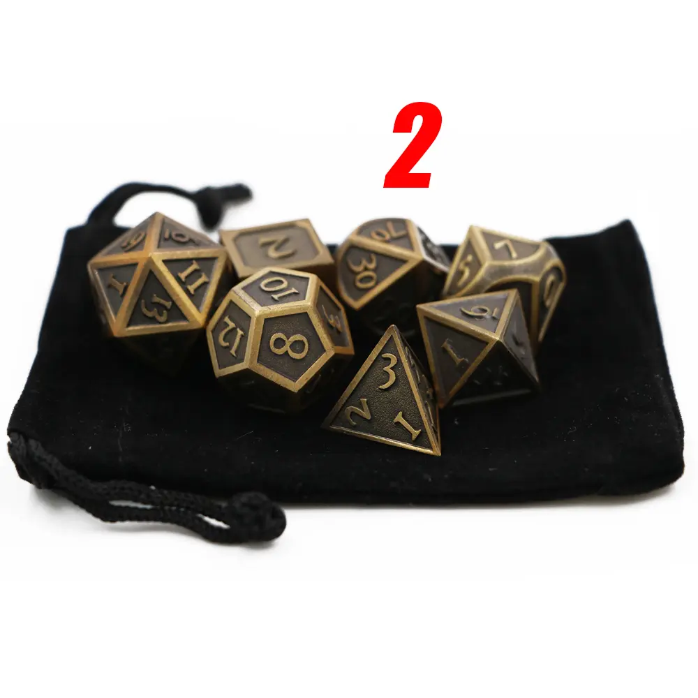 IMDG 7pcs/set Creative RPG Game Dice Polyhedron Metal Dice DND New Font Ancient Color Digital Game Dice