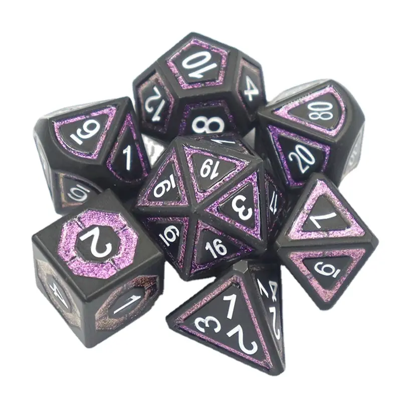 7Pcs/set New Foreign Trade Zinc Alloy Multi-sided Dice 14MM Dice DND  Board Game Dice Set