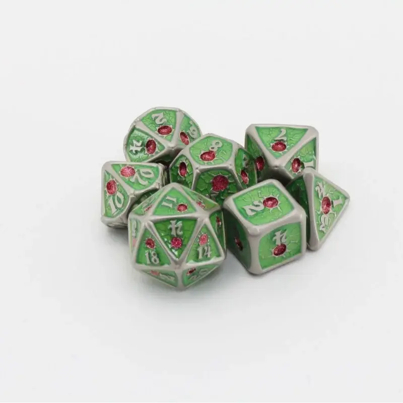 7Pcs/set  Antique Gemstone Style Metal Solid Dice DND Desktop Game Dice