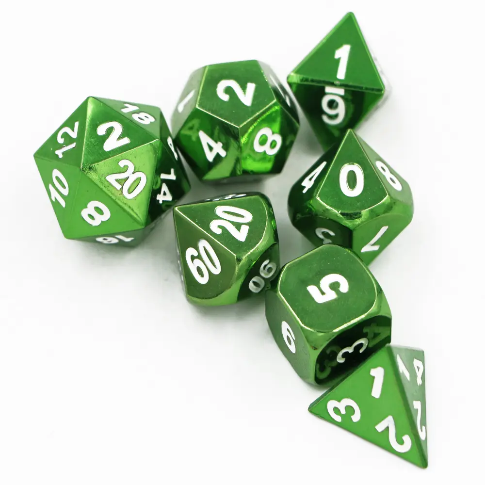 IMDG 7pcs/set Creative RPG Game Dice Polyhedron Metal Dice DND Electrophoresis Color Digital Game Dice