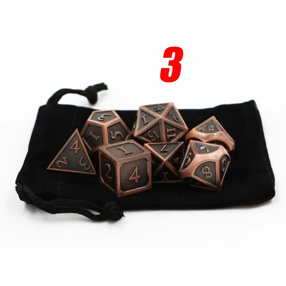 IMDG 7pcs/set Creative RPG Game Dice Polyhedron Metal Dice DND New Font Ancient Color Digital Game Dice