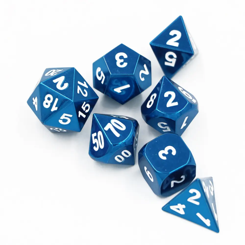 IMDG 7pcs/set Creative RPG Game Dice Polyhedron Metal Dice DND Electrophoresis Color Digital Game Dice