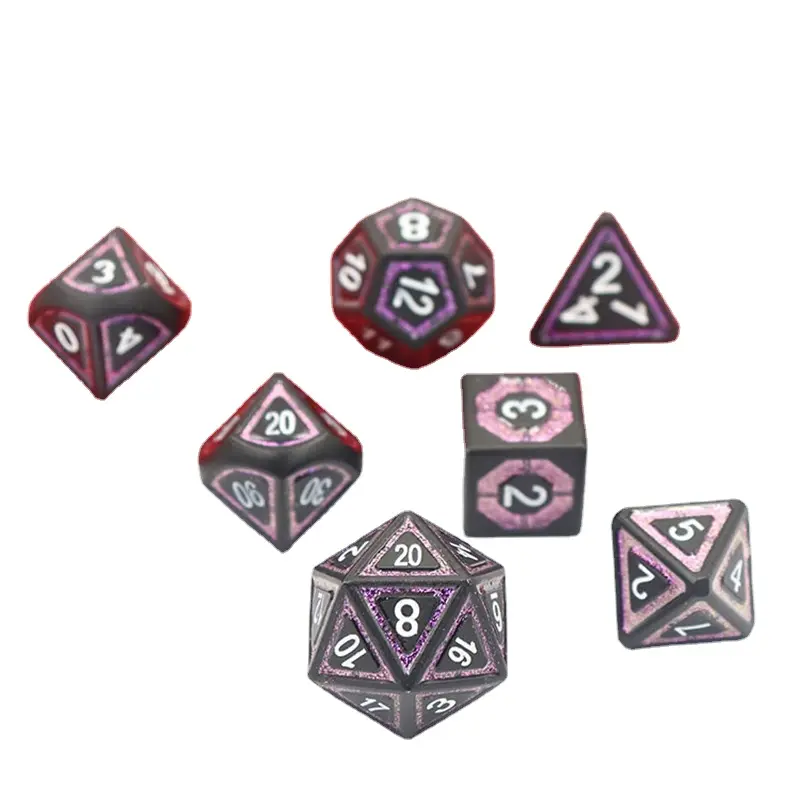 7Pcs/set New Foreign Trade Zinc Alloy Multi-sided Dice 14MM Dice DND  Board Game Dice Set