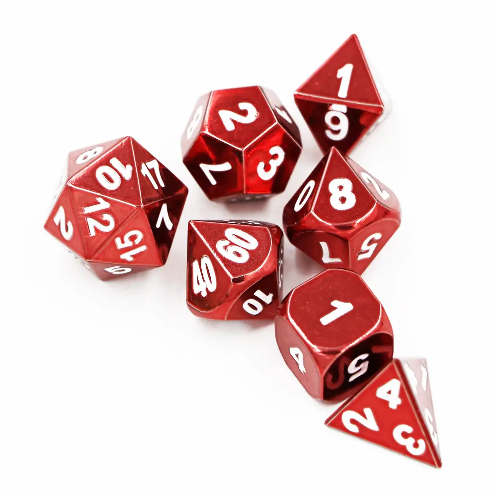 IMDG 7pcs/set Creative RPG Game Dice Polyhedron Metal Dice DND Electrophoresis Color Digital Game Dice
