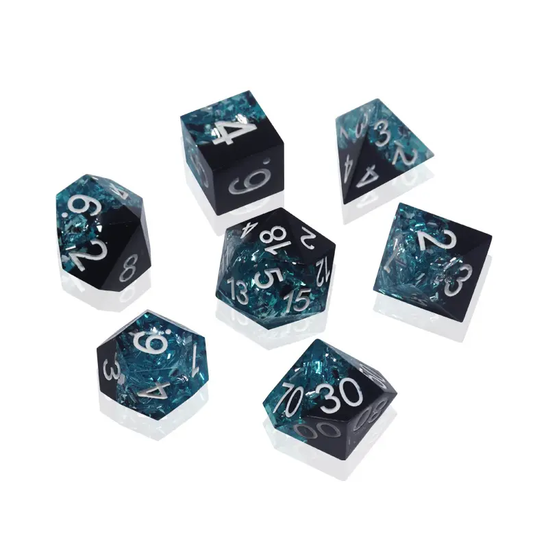 7Pcs/set High-grade DND Multi-sided Dice Two-color Transparent Yac Dice Set Crystal Dice Set